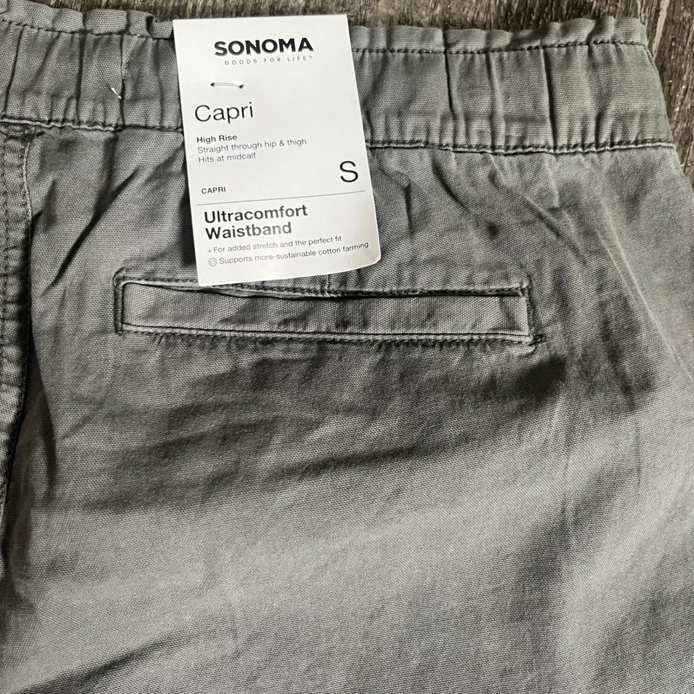 Sonoma Gray Capri Pants Women's Size S Drawstring High Rise Casual Bottoms - Picture 7 of 8